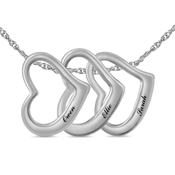 Mother's Offset Heart Pendant (1-3 Names)