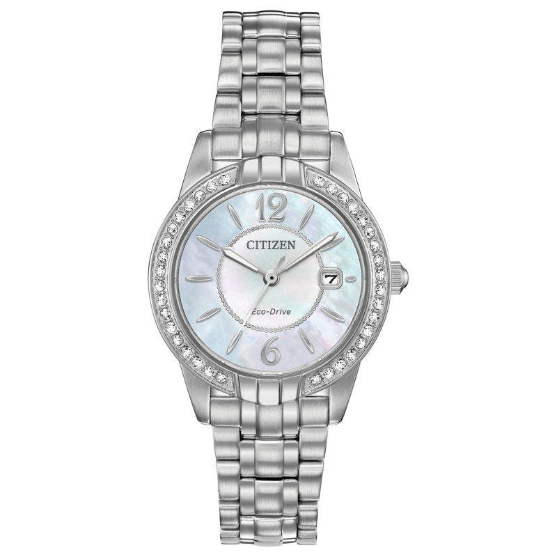 Main Image 1 of Ladies' Exclusive Citizen Eco-Drive® Silhouette Crystal Accent Watch with Mother-of-Pearl Dial (Model: EW1680-55Y)