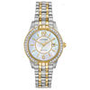 Thumbnail Image 0 of Ladies' Exclusive Citizen Eco-Drive® Silhouette Crystal Two-Tone Watch with Mother-of-Pearl Dial (Model: EW1684-54D)