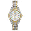 Thumbnail Image 1 of Ladies' Exclusive Citizen Eco-Drive® Silhouette Crystal Two-Tone Watch with Mother-of-Pearl Dial (Model: EW1684-54D)