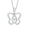 Thumbnail Image 1 of 0.12 CT. T.W. Diamond Butterfly Pendant in Sterling Silver