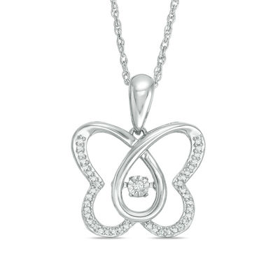 La Joya 1/8 ct Round White Natural Diamond 925 Sterling Silver Butterfly Pendant Necklace for Teens Womens
