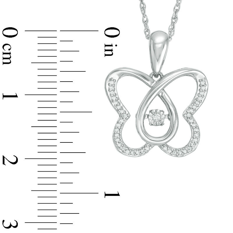 Main Image 2 of 0.12 CT. T.W. Diamond Butterfly Pendant in Sterling Silver