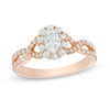 Thumbnail Image 0 of Love's Destiny by Zales 7/8 CT. T.W. Certified Oval Diamond Frame Twist Engagement Ring in 14K Rose Gold (I/SI2)