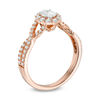 Thumbnail Image 2 of Love's Destiny by Zales 7/8 CT. T.W. Certified Oval Diamond Frame Twist Engagement Ring in 14K Rose Gold (I/SI2)