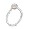 Thumbnail Image 2 of Love's Destiny by Zales 5/8 CT. T.W. Certified Diamond Hexagon Frame Engagement Ring in 14K Two-Tone Gold (I/I1)