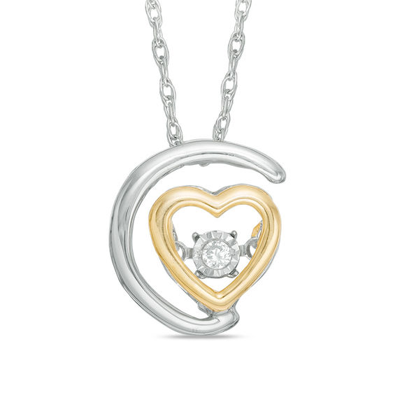 Unstoppable Love™ Diamond Accent Solitaire Half Moon Heart Pendant in Sterling Silver and 10K Gold Unstoppable Love™ Diamond Accent Solitaire Half Moon Heart Pendant in Sterling Silver and 10K Gold