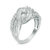 Thumbnail Image 1 of 1 CT. T.W. Baguette and Round Diamond Three Stone Multi-Row Bypass Ring in Sterling Silver