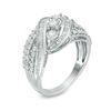Thumbnail Image 2 of 1 CT. T.W. Baguette and Round Diamond Three Stone Multi-Row Bypass Ring in Sterling Silver