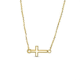 Sideways Cross Necklace in 10K Gold