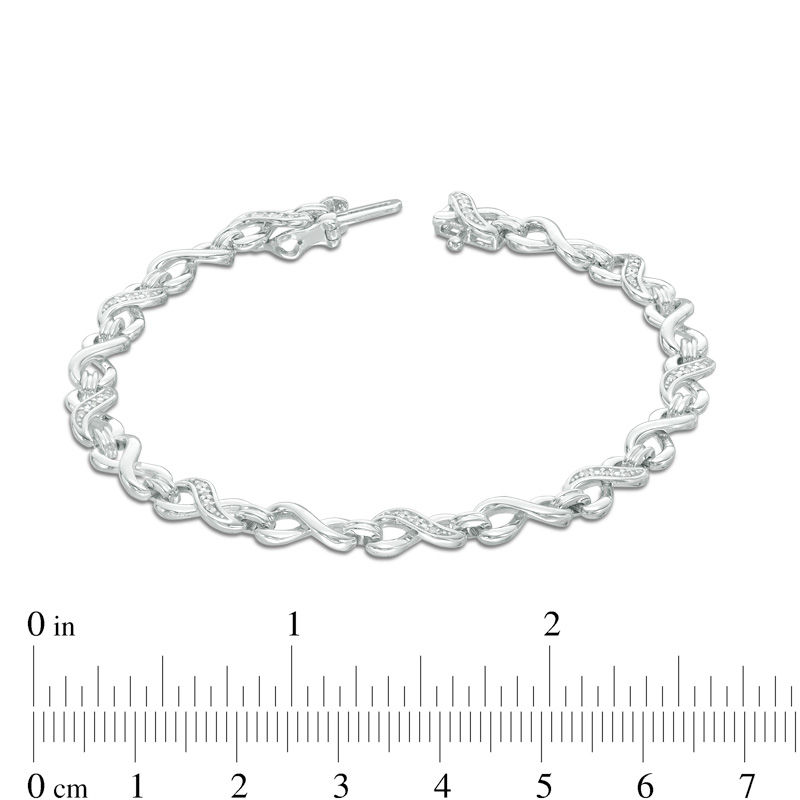 Main Image 3 of 1/20 CT. T.W. Diamond Infinity Link Bracelet in Sterling Silver - 7.25"