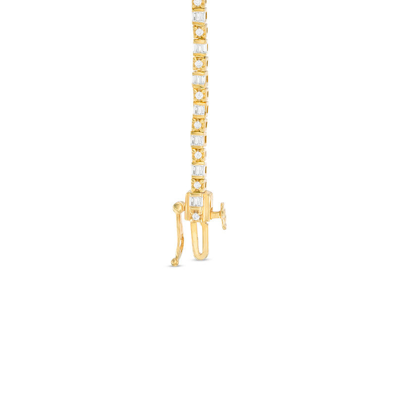 Main Image 2 of 1 CT. T.W. Baguette and Round Diamond Tennis Bracelet in 14K Gold