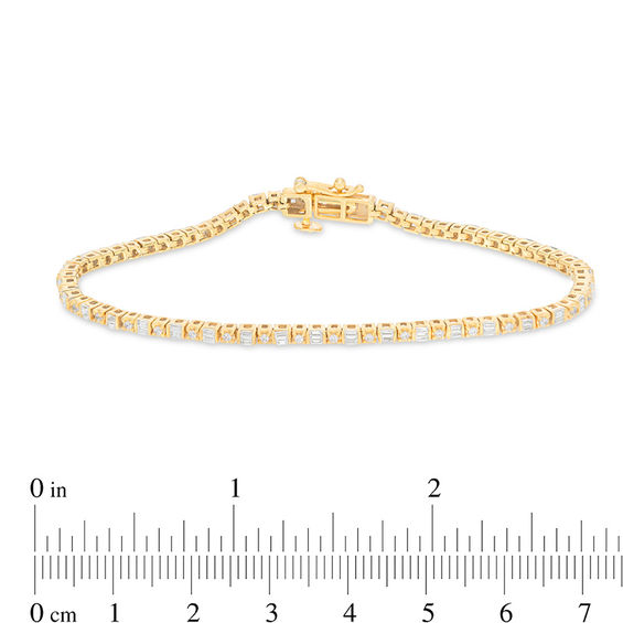 1 CT. T.w. Baguette and Round Diamond Tennis Bracelet in 14K Gold