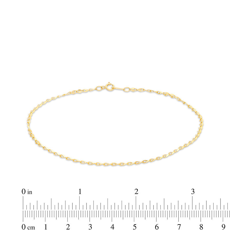 Main Image 2 of Diamond-Cut Mirror Link Anklet in 10K gold - 10"