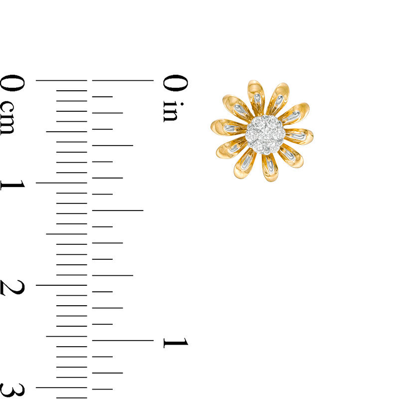 Main Image 2 of 1/6 CT. T.W. Diamond Daisy Stud Earrings in Sterling Silver with 18K Gold Plate
