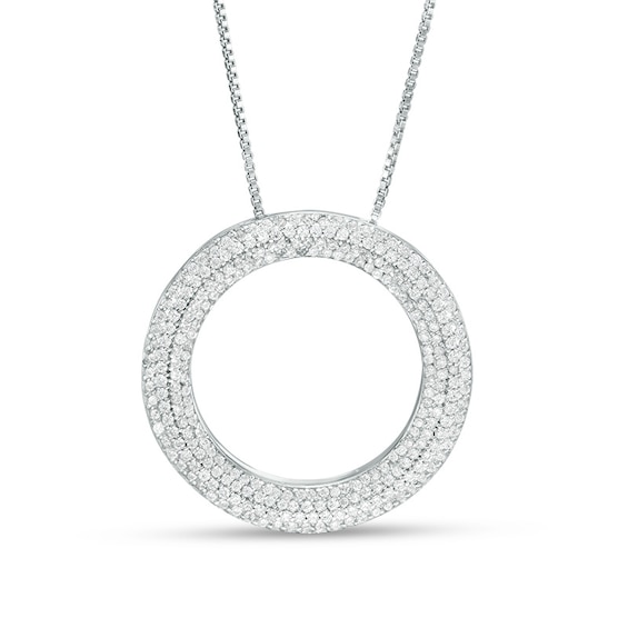 3/4 CT. T.w. Diamond Open Circle Pendant in 10K White Gold