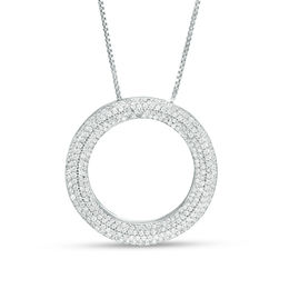 3/4 CT. T.W. Diamond Open Circle Pendant in 10K White Gold