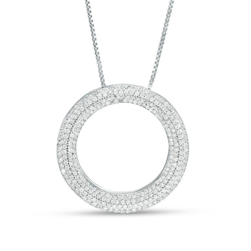 3/4 CT. T.W. Diamond Open Circle Pendant in 10K White Gold