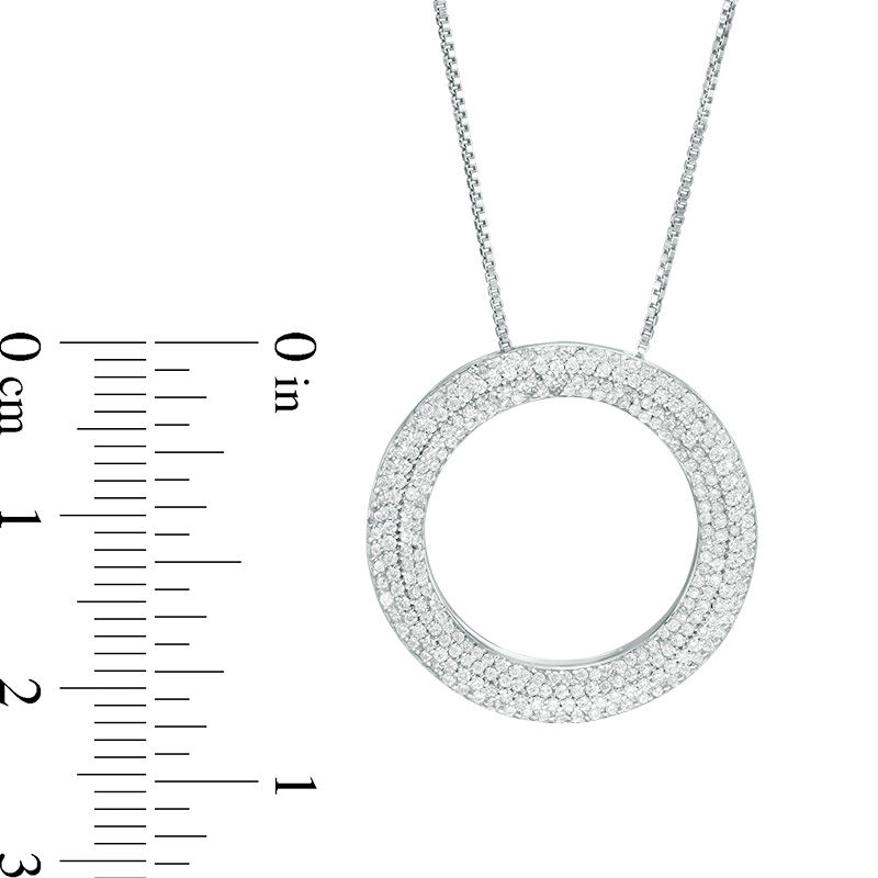 Main Image 2 of 3/4 CT. T.W. Diamond Open Circle Pendant in 10K White Gold