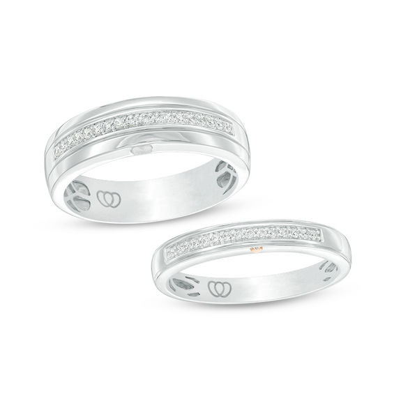 1 5 CT. T.W. Diamond Duo Wedding Band Set in 10K White Gold Zales