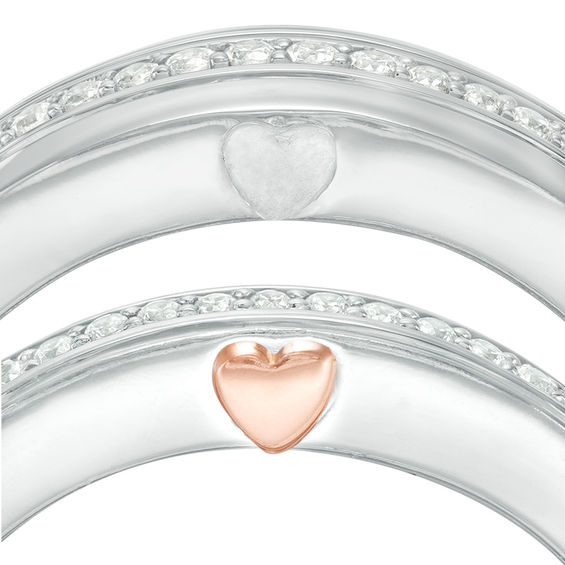 1/5 CT. T.w. Diamond Duo Wedding Band Set in 10K White Gold