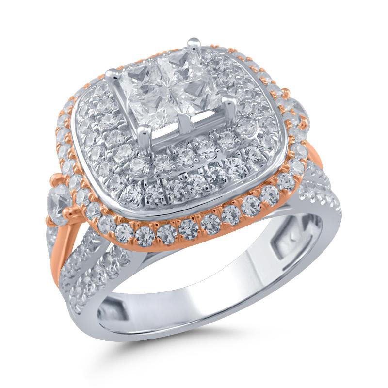 13/4 CT. T.W. Quad PrincessCut Diamond Triple Frame Engagement Ring in 14K TwoTone Gold Zales
