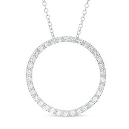 1/2 CT. T.W. Diamond Open Circle Pendant in 14K White Gold