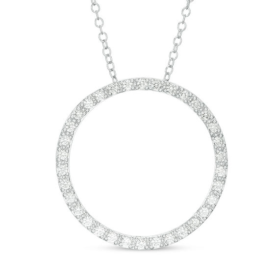 1/2 CT. T.w. Diamond Open Circle Pendant in 14K White Gold