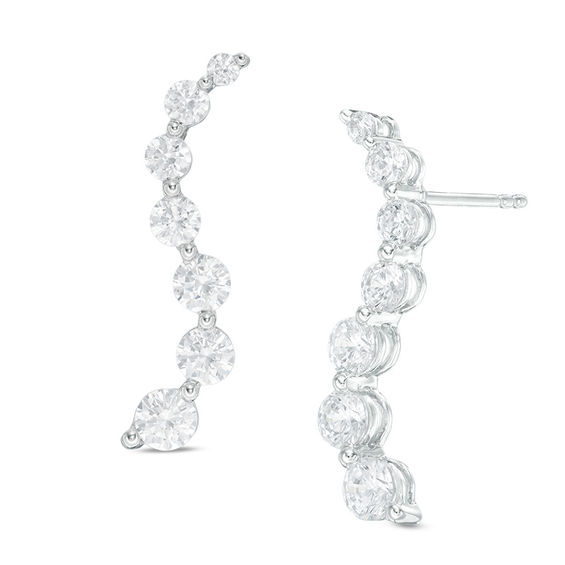 1 CT. T.w. Journey Diamond Drop Earrings in 14K White Gold