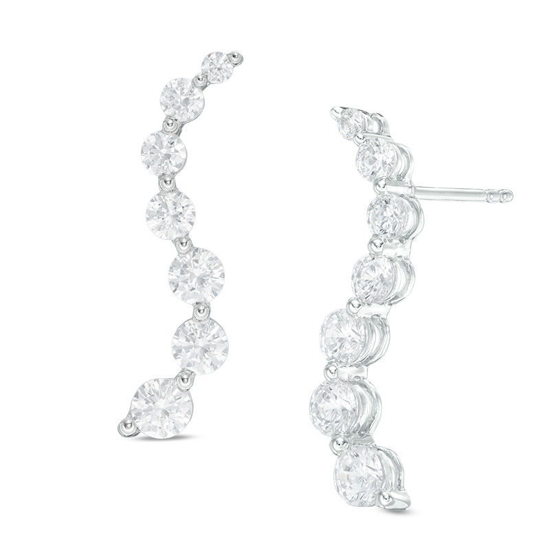 Main Image 1 of 1 CT. T.W. Journey Diamond Drop Earrings in 14K White Gold