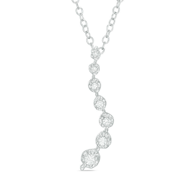 1/10 CT. T.W. Journey Diamond Pendant in 14K White Gold