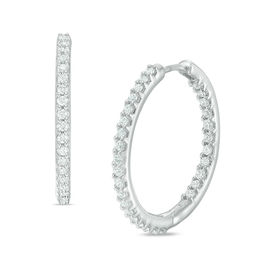 Hoops Earrings Zales T W Diamond Inside Out Hoop Earrings In 14k White Gold