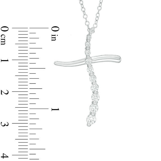 1/2 CT. T.w. Journey Diamond Cross Pendant in 14K White Gold