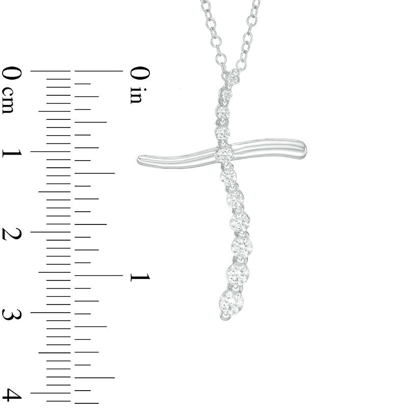Main Image 2 of 1/2 CT. T.W. Journey Diamond Cross Pendant in 14K White Gold