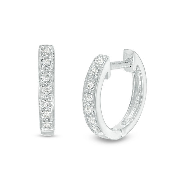 1/20 CT. T.w. Diamond Huggie Hoop Earrings in 14K White Gold