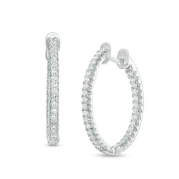 1/3 CT. T.W. Diamond Inside-Out Hoop Earrings in 14K White Gold