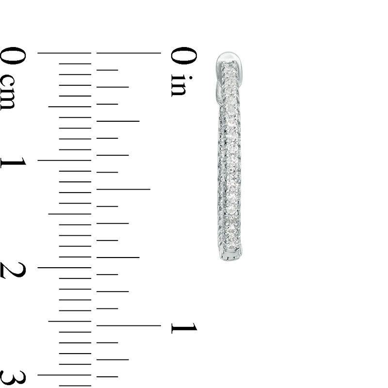 Main Image 2 of 1/3 CT. T.W. Diamond Inside-Out Hoop Earrings in 14K White Gold