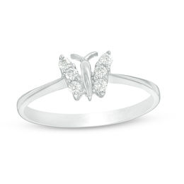 1/6 CT. T.W. Diamond Butterfly Ring in 14K White Gold
