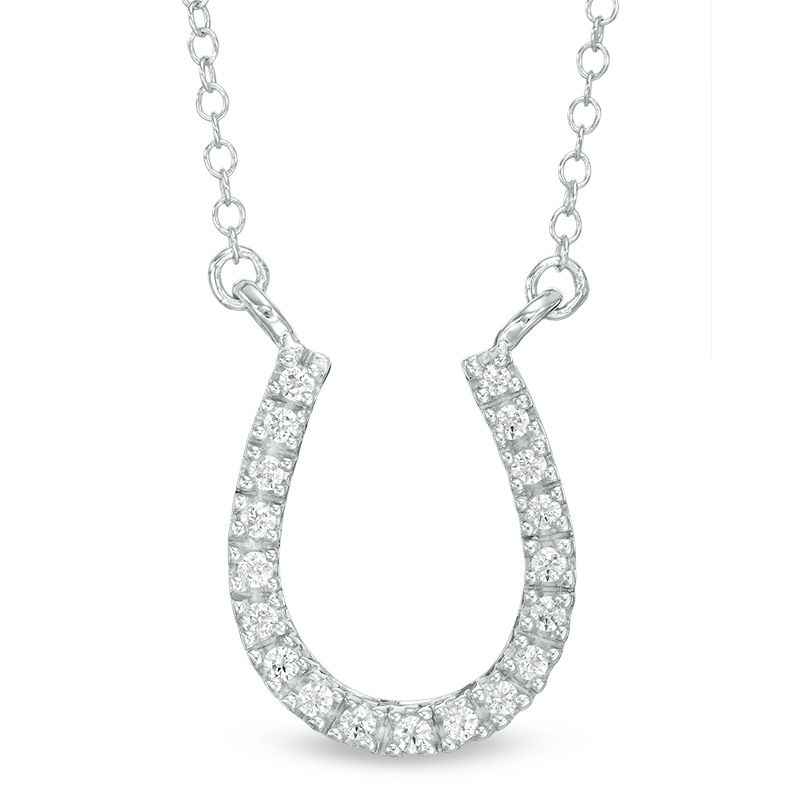 1/4 CT. T.W. Diamond Horseshoe Necklace in 14K White Gold | Zales