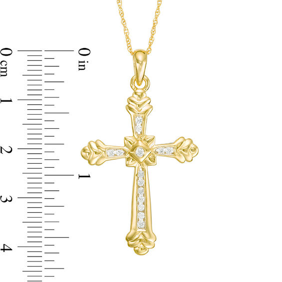 1/4 CT. T.w. Diamond Cross Drop Pendant in 14K Gold