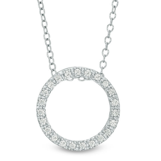 1/6 CT. T.w. Diamond Open Circle Pendant in 14K White Gold