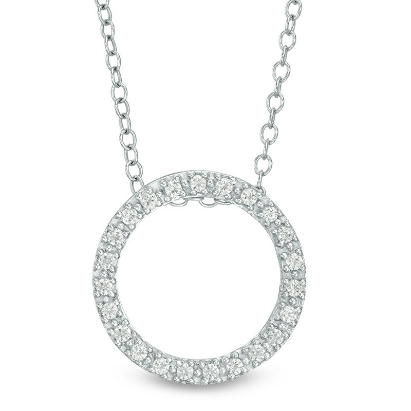 1/6 CT. T.W. Diamond Open Circle Pendant in 14K White Gold