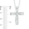 Thumbnail Image 1 of 3/8 CT. T.W. Baguette and Round Diamond Cross Pendant in 14K White Gold