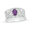 Thumbnail Image 0 of Oval Amethyst and Diamond Accent Vintage-Style Ring in Sterling Silver