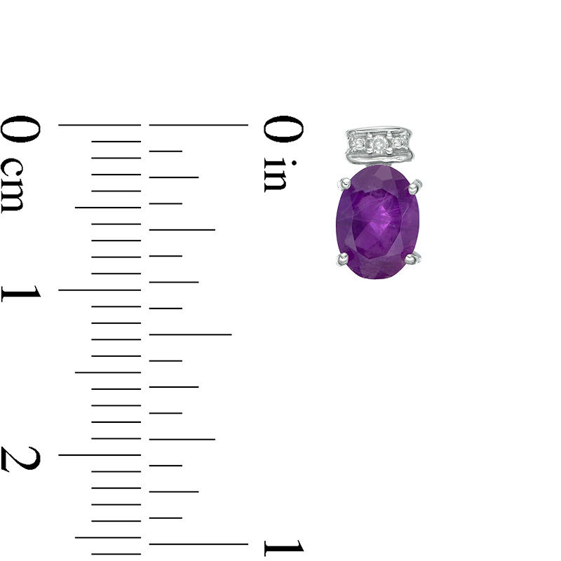 Oval Amethyst and Diamond Accent Stud Earrings in Sterling Silver Zales
