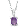 Thumbnail Image 0 of Oval Amethyst and Diamond Accent Vintage-Style Pendant in Sterling Silver