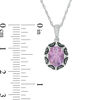 Thumbnail Image 1 of Oval Amethyst and Black Diamond Accent Scallop Frame Pendant in Sterling Silver