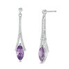 Thumbnail Image 0 of Marquise Amethyst and Diamond Accent Y-Drop Earrings in Sterling Silver