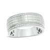 Thumbnail Image 0 of Men's 1/4 CT. T.W. Diamond Grid Pattern Wedding Band in 10K White Gold