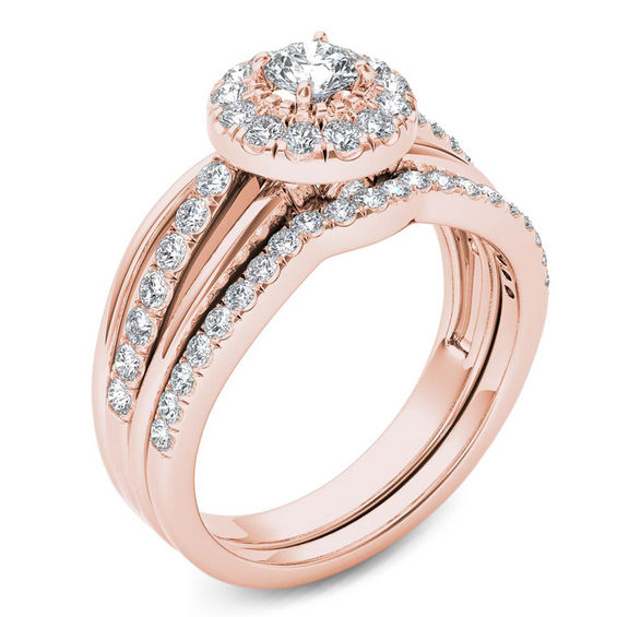 3/4 CT. T.W. Diamond Frame Bridal Set in 14K Rose Gold 3/4 CT. T.W. Diamond Frame Bridal Set in 14K Rose Gold